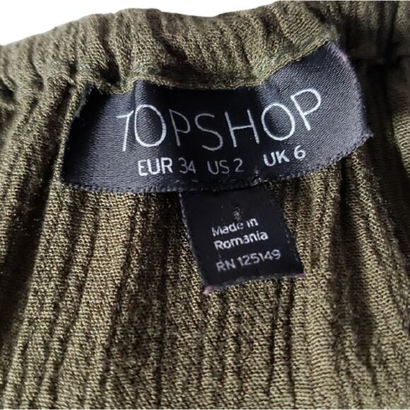 2 For $5 Sale Top Shop Off Shoulder  Olive Green  Romper Size 2 - Picture 6 of 7